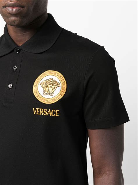 polo versace black|versace long sleeve polo.